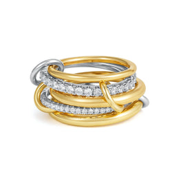 KissICON T1060 / US5 Luxury Cubic Zirconia Gold Plating Multilayer Connecting Rings for Women Fashion Mixed Color Stackable Finger Ring Party Jewelry