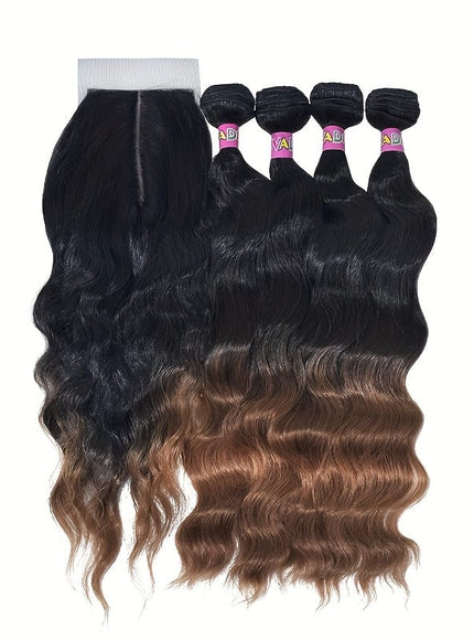 KissICON T1B/30 Water Wave Hair Bundles 18 Inch Ombre Blonde