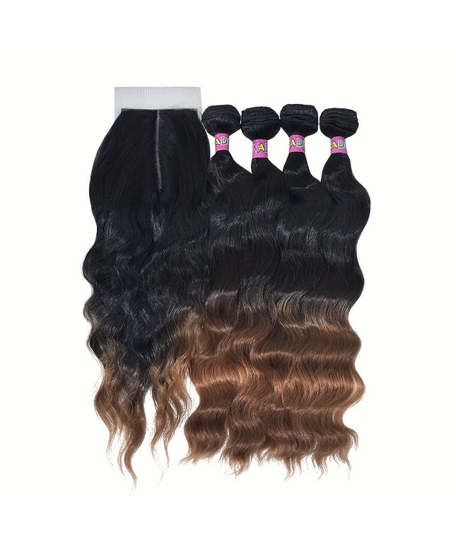 KissICON T1B/30 Water Wave Hair Bundles 18 Inch Ombre Blonde