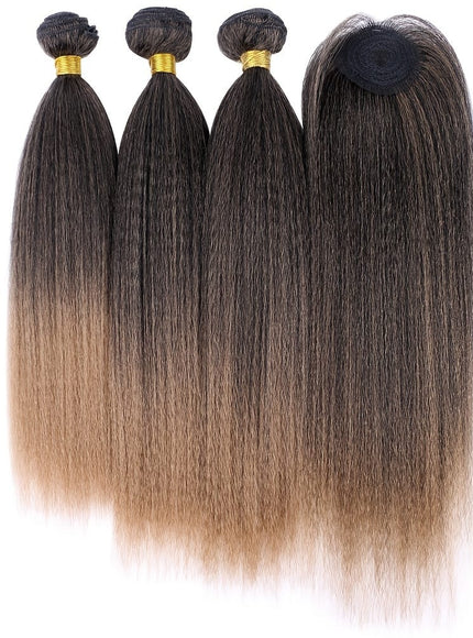KissICON T27 Yaki Straight Hair Extensions With Closure - Heat