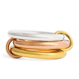 KissICON T902 / US5 Luxury Cubic Zirconia Gold Plating Multilayer Connecting Rings for Women Fashion Mixed Color Stackable Finger Ring Party Jewelry