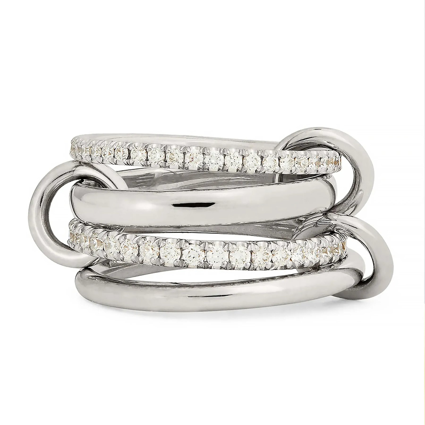 KissICON T904 / US5 Luxury Cubic Zirconia Gold Plating Multilayer Connecting Rings for Women Fashion Mixed Color Stackable Finger Ring Party Jewelry