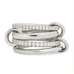 KissICON T904 / US5 Luxury Cubic Zirconia Gold Plating Multilayer Connecting Rings for Women Fashion Mixed Color Stackable Finger Ring Party Jewelry