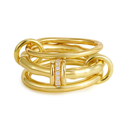KissICON T907 / US5 Luxury Cubic Zirconia Gold Plating Multilayer Connecting Rings for Women Fashion Mixed Color Stackable Finger Ring Party Jewelry