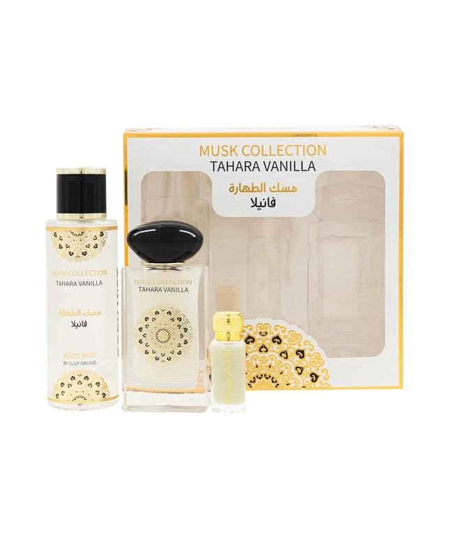 KissICON Tahara Vanilla 3pc gift set Gulf Orchid Musk Vanilla 3piece Unisex Arabian Fragrance Set