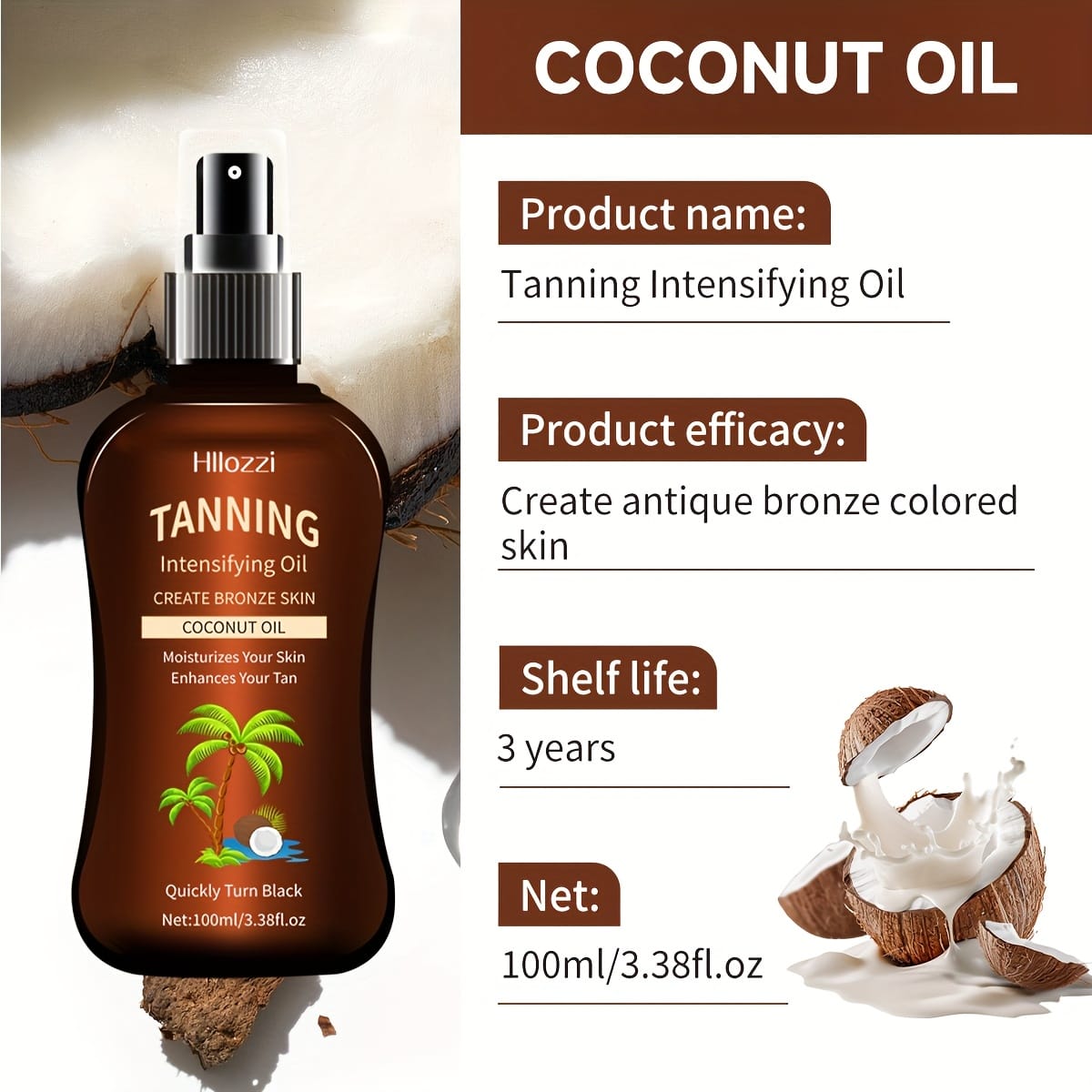 KissICON Tanning oil spray KissIcon Coconut Oil Body Tanning Oil - Deep