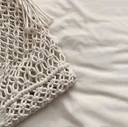 KissICON Tassel Cotton Crochet Tote – Mesh Beach Vacation