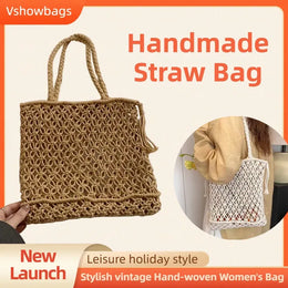 KissICON Tassel Cotton Crochet Tote – Mesh Beach Vacation