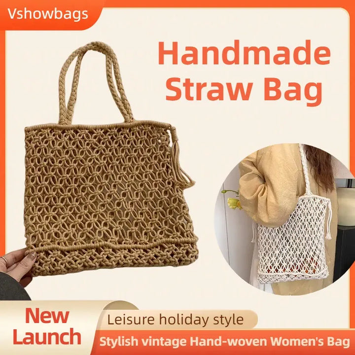 Tassel Cotton Crochet Tote – Mesh Beach Vacation