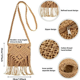 KissICON Tassel Crossbody – Hollow Solid Color