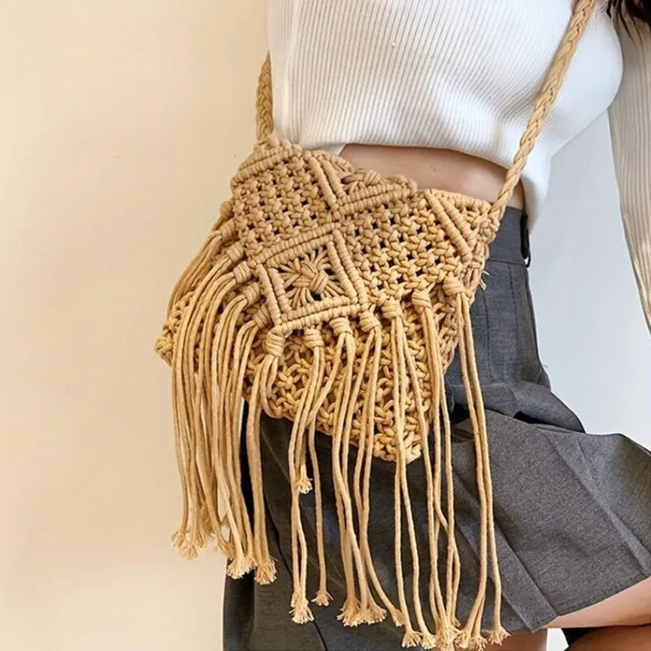 Tassel Crossbody – Hollow Solid Color