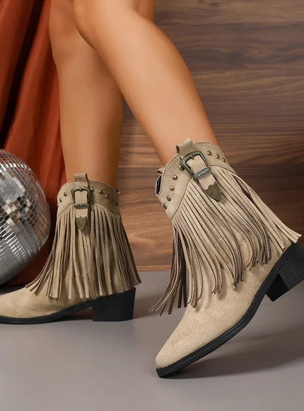 KissICON Tassel Decor High Heels Western Boots Women 2025