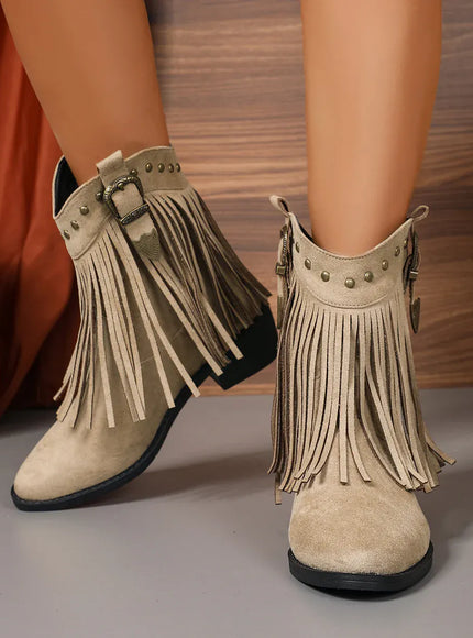 KissICON Tassel Decor High Heels Western Boots Women 2025