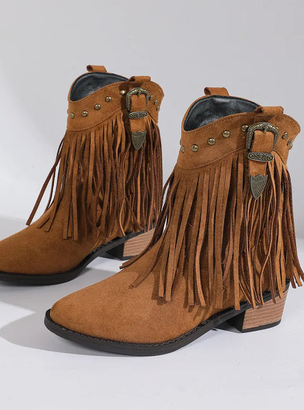 KissICON Tassel Decor High Heels Western Boots Women 2025