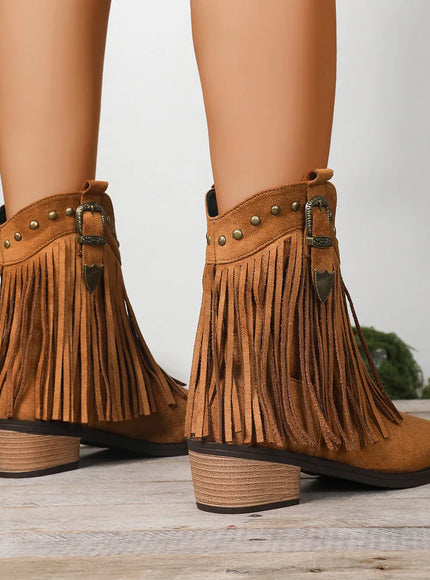 KissICON Tassel Decor High Heels Western Boots Women 2025