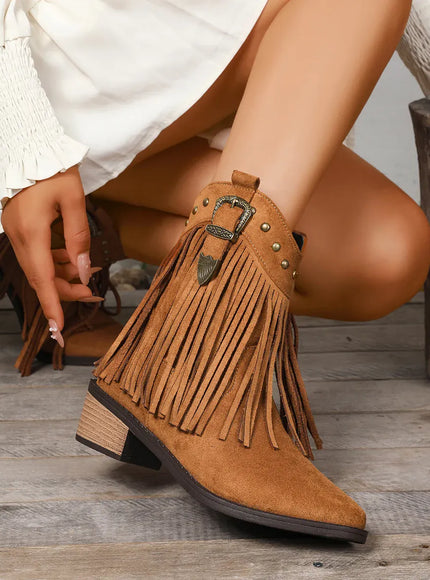KissICON Tassel Decor High Heels Western Boots Women 2025