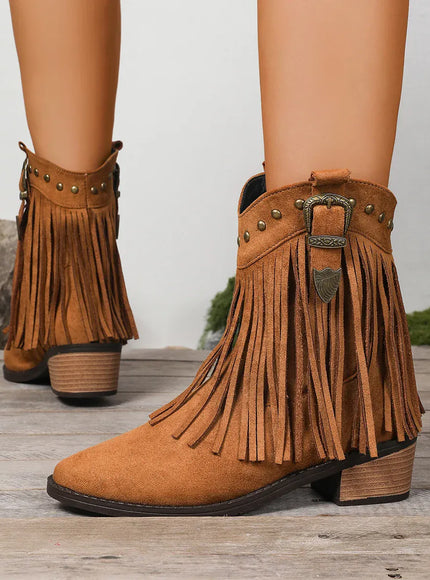 KissICON Tassel Decor High Heels Western Boots Women 2025