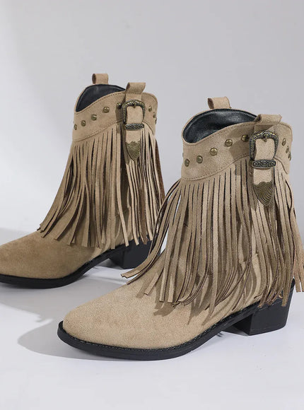 KissICON Tassel Decor High Heels Western Boots Women 2025