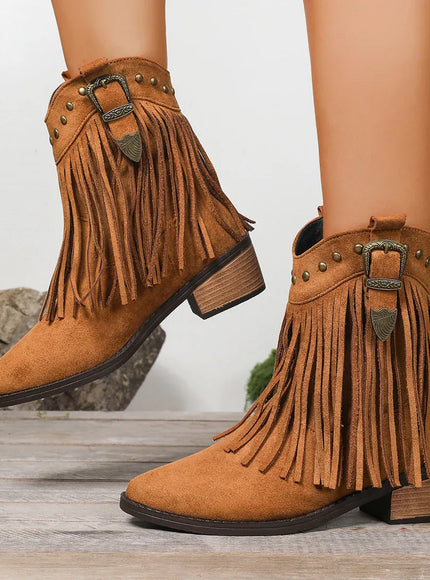 KissICON Tassel Decor High Heels Western Boots Women 2025
