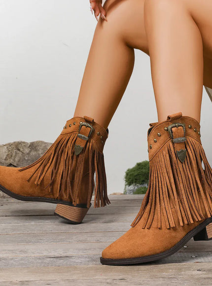 KissICON Tassel Decor High Heels Western Boots Women 2025