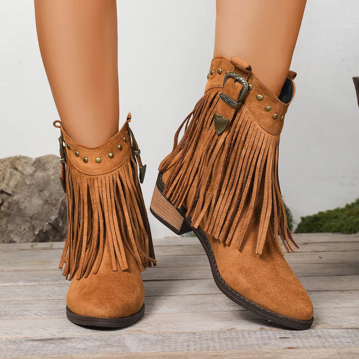 Tassel Decor High Heels Western Boots Women 2025