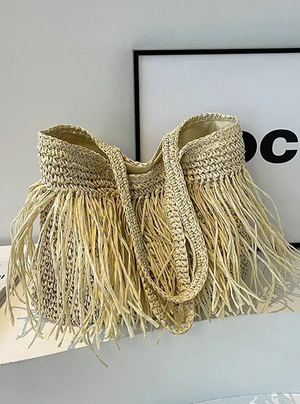 KissICON Tassel Hand-woven Holiday Shoulder Bag