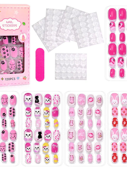 KissICON TD153-8 KissIcon Kids Cartoon Press On Nails Set 120pcs