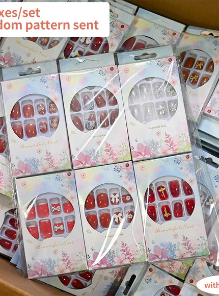 KissICON TD180-1MIX KissIcon Press On Nails Full Cover Pink Short