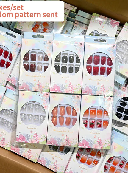 KissICON TD180-2MIX KissIcon Press On Nails Full Cover Pink Short