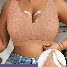 KissICON Tender Pink / 4XL Soft Full Coverage Curve Lace Pushup Bra