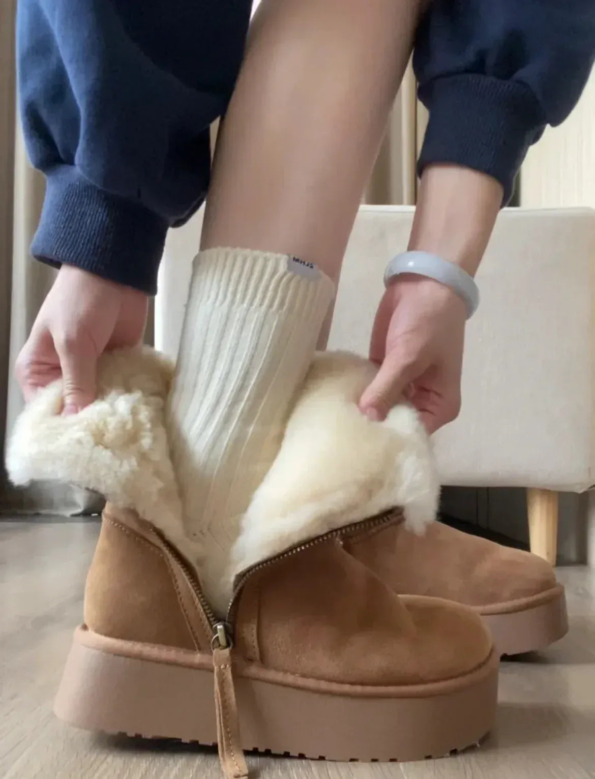 KissICON Thick cotton boots with added fleece, 2024 new