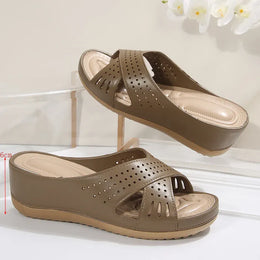 KissICON Thick Sole Non Slip Beach Slippers Women Cross