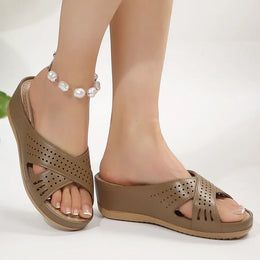 KissICON Thick Sole Non Slip Beach Slippers Women Cross
