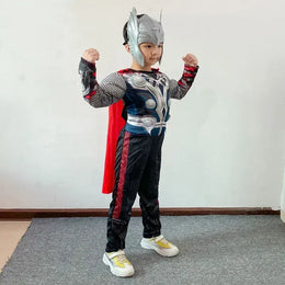 KissICON Thor Muscle Anime Smile Hero Cosplay Costume, Combinaison, Marteau Everak, Ensemble Complet, Costumes d'Halloween et de Carnaval