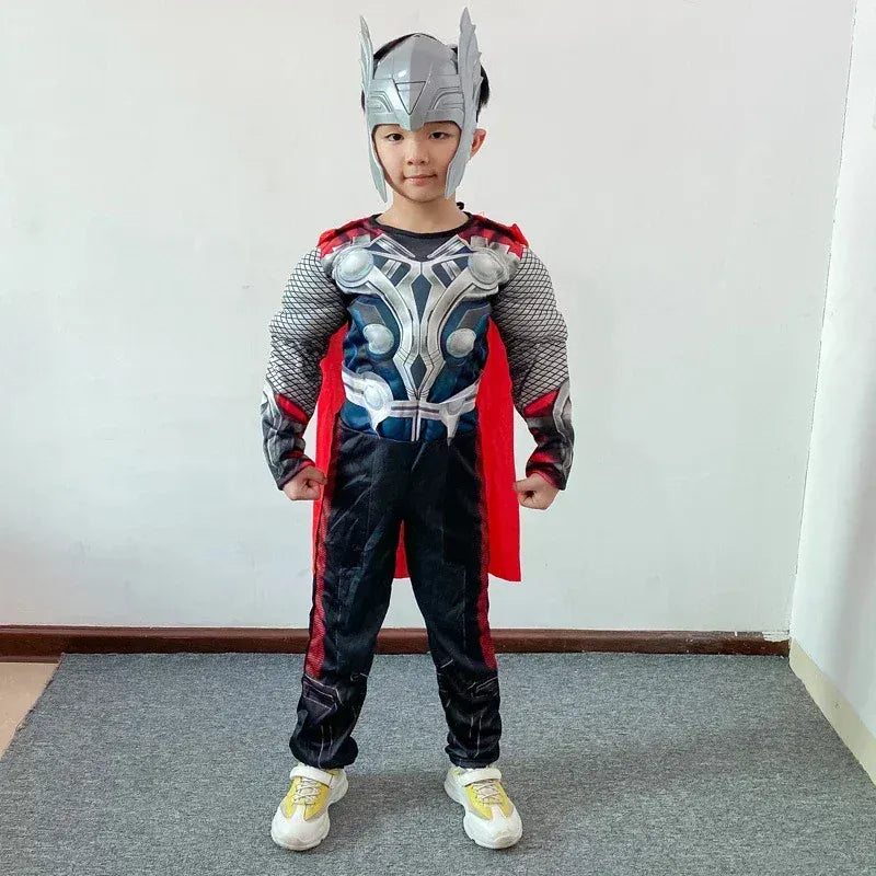KissICON Thor Muscle Anime Smile Hero Cosplay Costume, Combinaison, Marteau Everak, Ensemble Complet, Costumes d'Halloween et de Carnaval