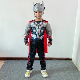 KissICON Thor Muscle Anime Smile Hero Cosplay Costume, Combinaison, Marteau Everak, Ensemble Complet, Costumes d'Halloween et de Carnaval