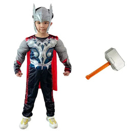 KissICON Thor Muscle Anime Smile Hero Cosplay Costume, Combinaison, Marteau Everak, Ensemble Complet, Costumes d'Halloween et de Carnaval