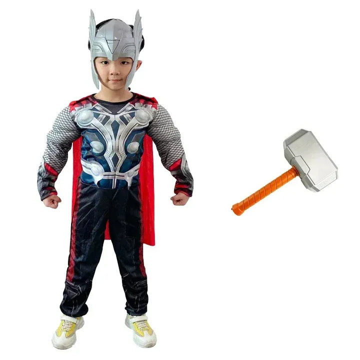 Thor Muscle Anime Smile Hero Cosplay Costume, Combinaison, Marteau Everak, Ensemble Complet, Costumes d'Halloween et de Carnaval