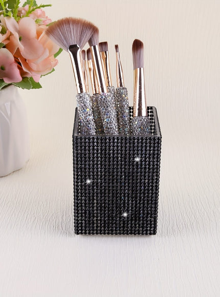 jkthpu-45 Timeless Black Diamond Studded Cosmetic Makeup Stationery Organizer Box