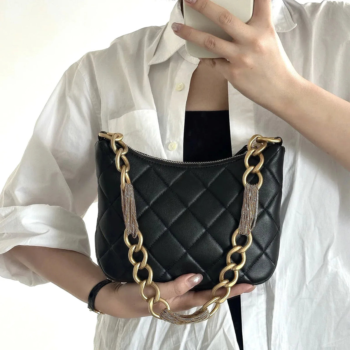 KissICON Trending Designer Hand Genuine Leather Sheepskin Chain