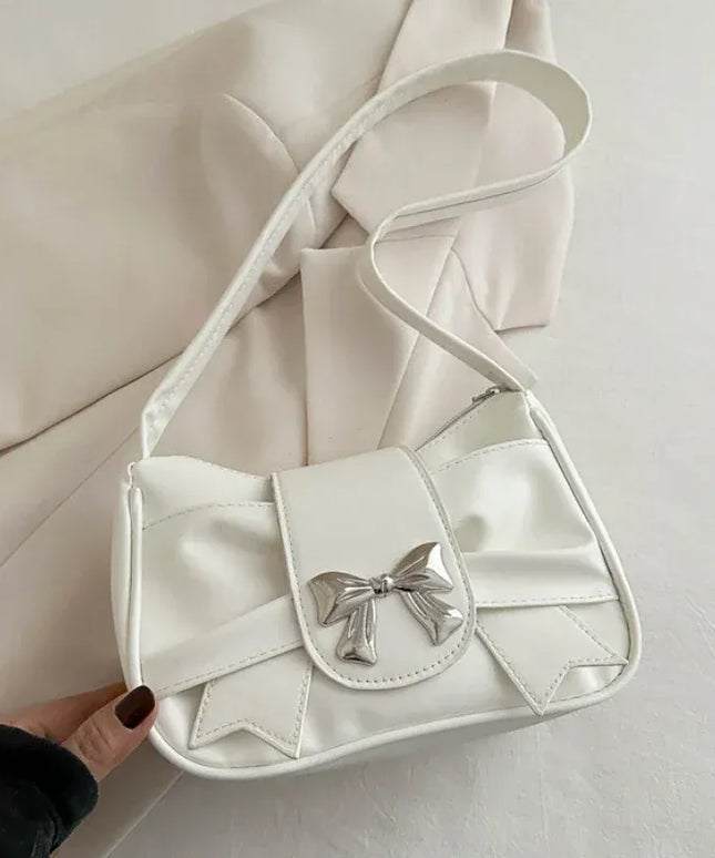 Dropshipman Trendy Bow Shoulder Bag Handbag Casual Underarm Bag Daily Commuting Bags PU Leather Lady Banquet Bag Business Women's Bags