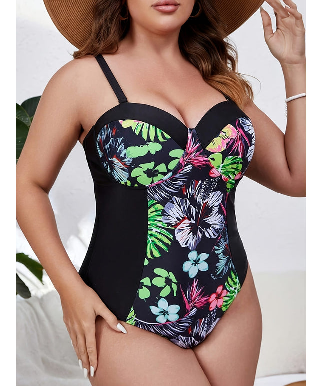 KissICON Tropical Floral Slimming Curve Onepiece Swimsuit