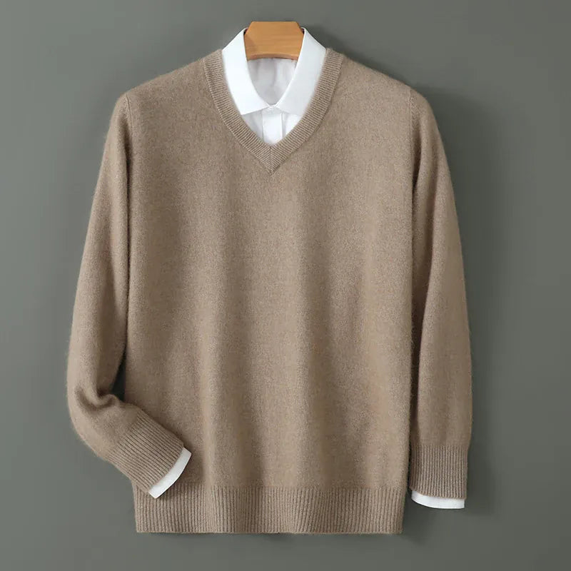 KissICON tuo DBR025 / L / Pack of 1 Luxurious Mens Pure Mink VNeck Knit Sweater