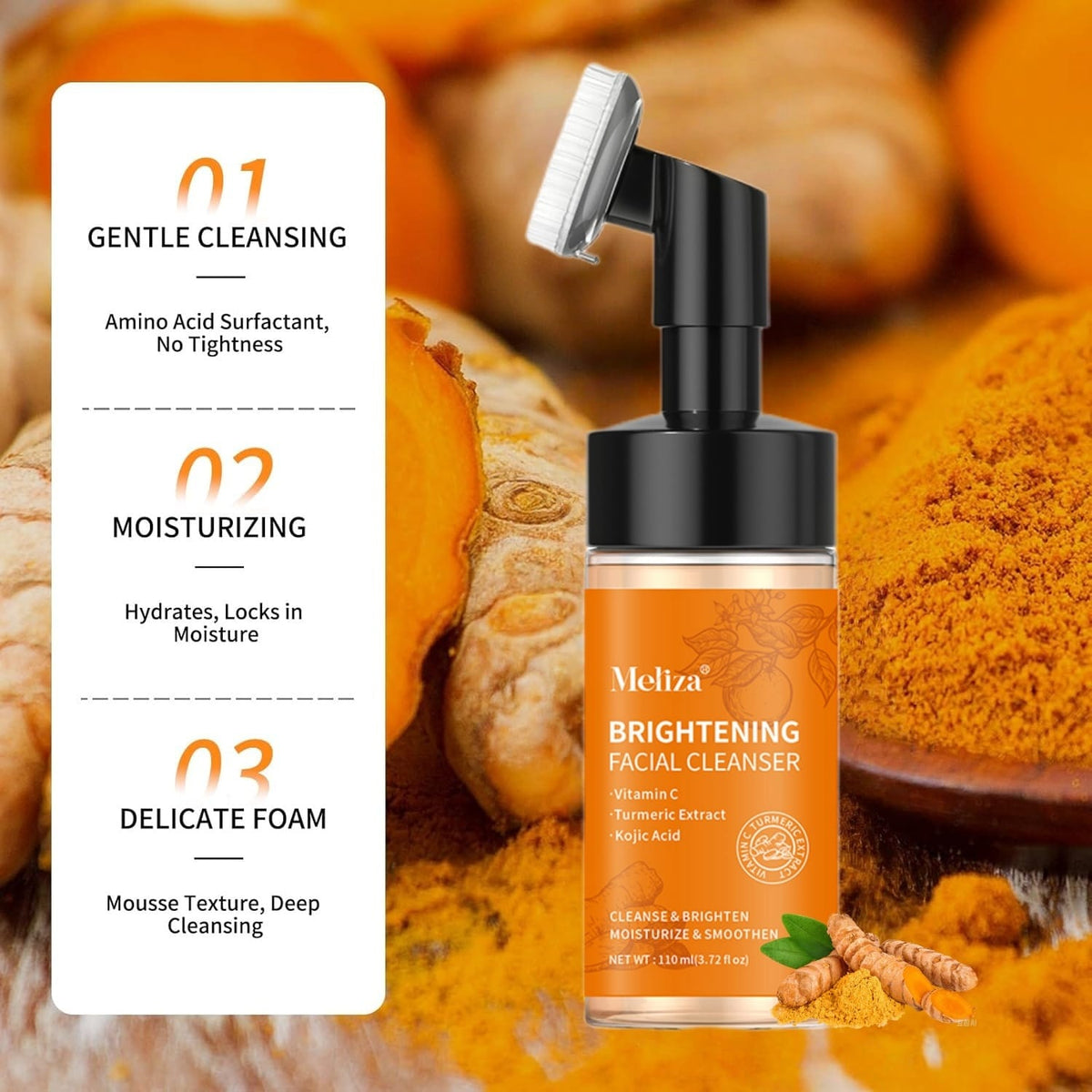 KissICON Turmeric+Kojic Acid / 110Ml Gentle Turmeric Vitamin C Foam Cleanser
