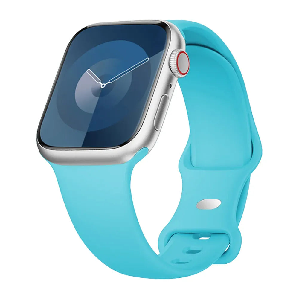 KissICON Turquoise / China Mainland / 40 41 42(S11-10) S-M Silicone Strap For Apple Watch Bands 40mm 44mm 46mm 45mm 41mm 49mm 42 Correa Bracelet iWatch series ultra3 2 7 8 9 se 10 11 band