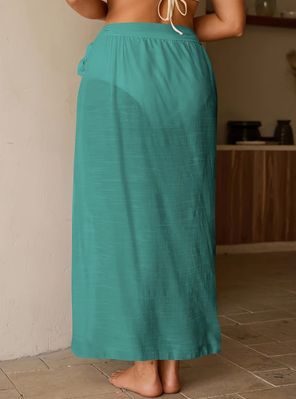 KissICON Turquoise Flowy Maxi Beach Skirt – Curve