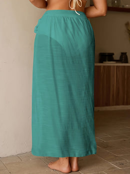 KissICON Turquoise Flowy Maxi Beach Skirt – Curve