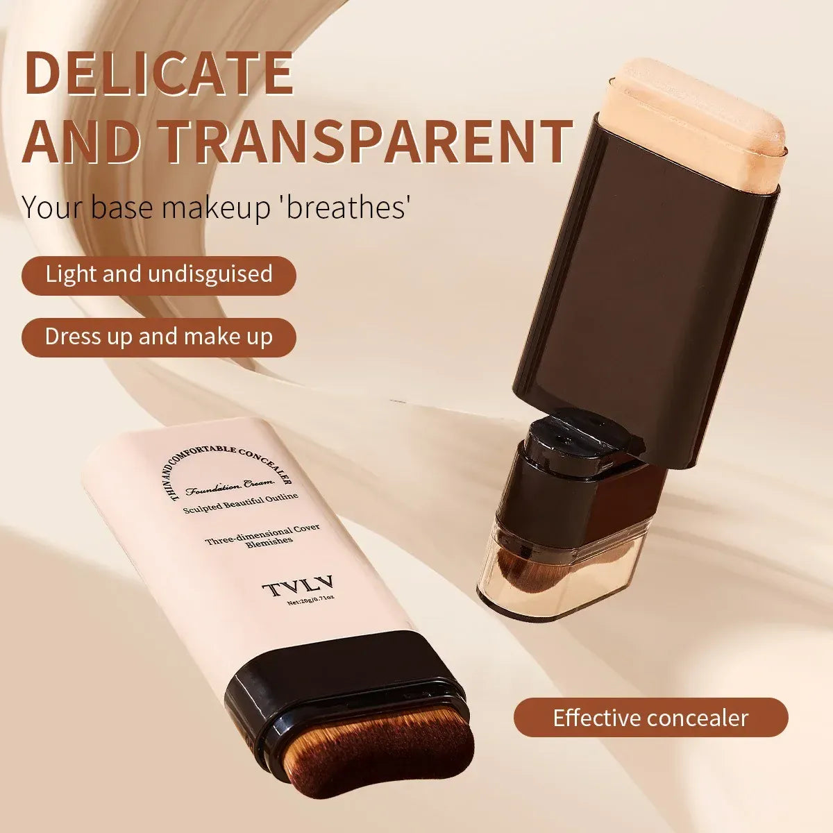 KissICON 💋TVLV Velvet Moist Foundation Stick - LongLasting Concealer