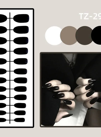 KissICON TZ-297 Black KissIcon Flower Almond False Nails Blue White -