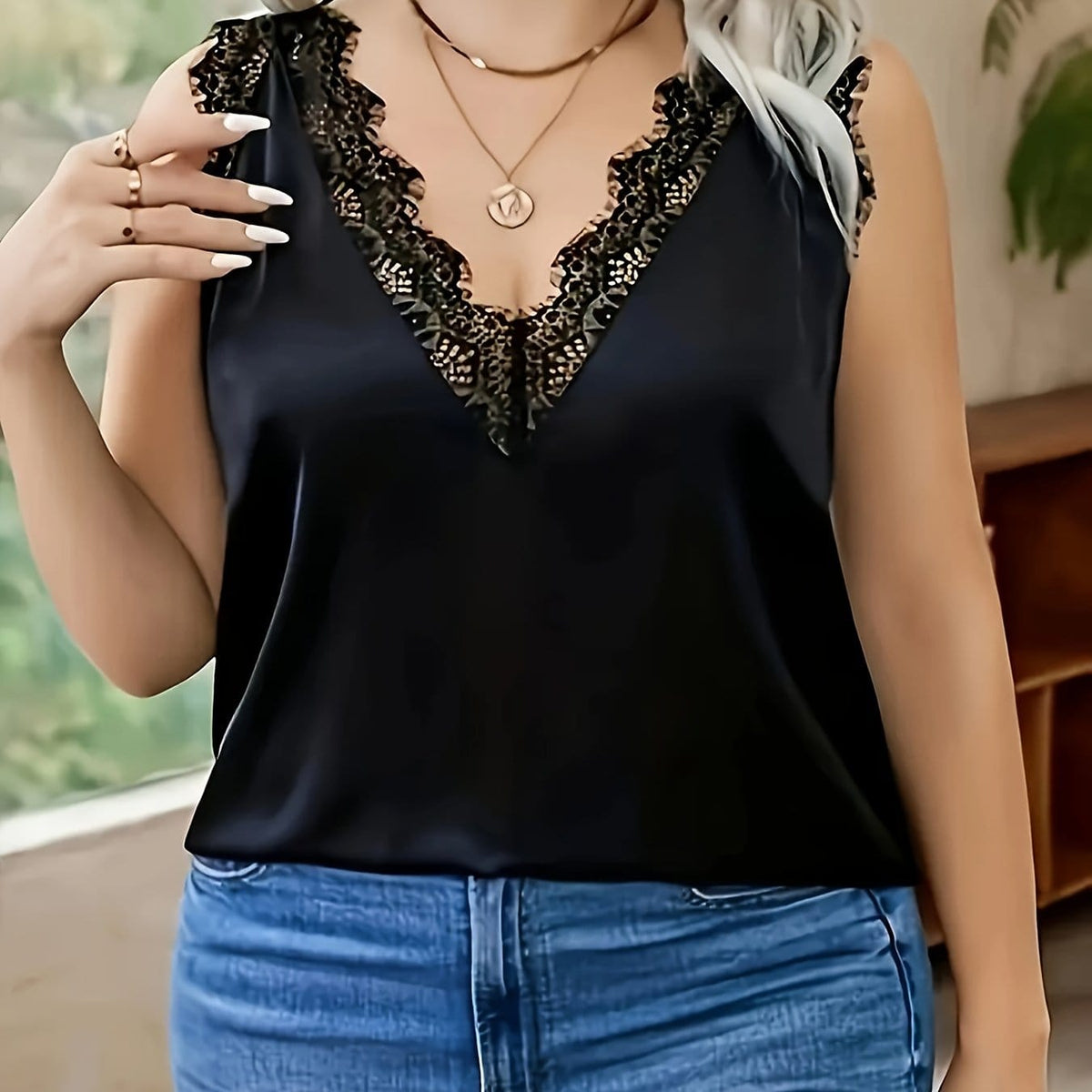 KissICON UK 16 / Black Plus Size, Plus Size Casual New Elegant Contrast